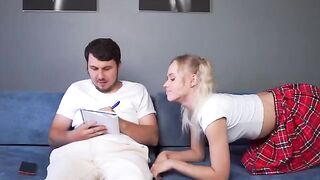 I helped my stepsister with homework, she repaid me with mouth and pussy