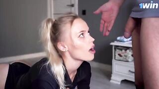 Cute stepmom couldn’t resist her stepson’s cock, craving to taste it