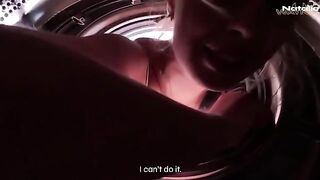 My stepbrother saved me from a washing machine accident and I sucked his cock