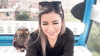 Outdoor sex with blowjob and riding a cock in the metro cable car