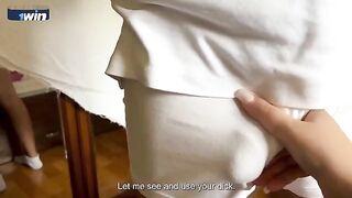 A stepmom with big tits is very horny, she wants to have sex with her stepson