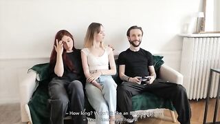 Amateur French threesome sex with two hot babes