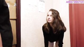 A beautiful girl tried to steal chips, but the guard caught her and fucked her hard
