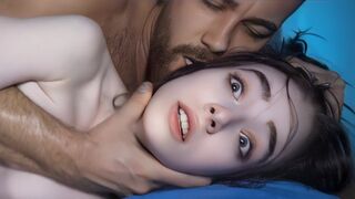 A shy teenage girl tries to ride dad’s huge cock
