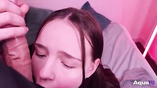 Schoolgirl swallows a cock with passion and pleasure