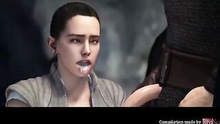 Star Wars compilation with intense Rey action, animated and kinky