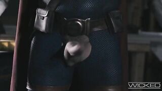 Deadpool and Black Widow fuck four gorgeous babes hard