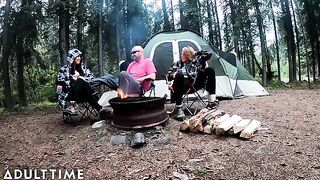 POV of two hot poly wives getting fucked in the wilderness by their man