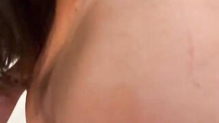 Brunette woman fucked in the kitchen by her stepbrother and she swallows his cum
