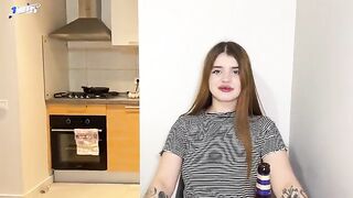 The girl is getting fucked by her neighbor in the wet pussy