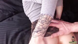 The cute girl was teased by a guy and got a creampie