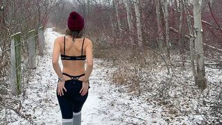Husband shared his wife's pussy with friend in snow