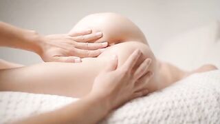 Hot guy massages and caresses his girlfriend’s body with his skilful fingers