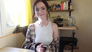 A nerdy girl showed her real face and began to fuck hard