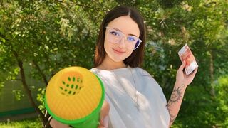 A girl apologized to me, so I had to fuck her in the forest