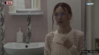 Russian schoolgirl gets her pussy railed by pervert stepdad and friend