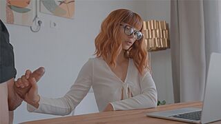 A cute teen got fucked on a Zoom meeting and received a creampie