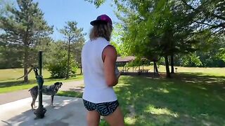 A couple enjoys a passionate summer sex session by the lake in Michigan