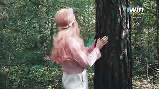 A sexy girl got lost in the forest and met a forester with an impressive endowment