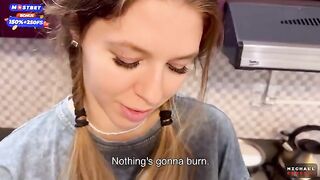 Flatmate-girl doesn’t mind occasional kitchen sex with cum in mouth