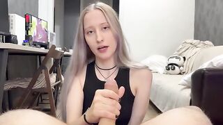 A cute silver-haired girl got a lot of cream in her pussy