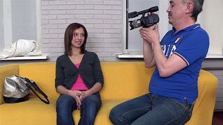 Skinny brunette babe gets fucked at casting by a sly agent