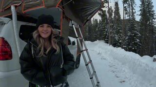 Babe seduced a stranger in her tent while her girlfriend slept outside