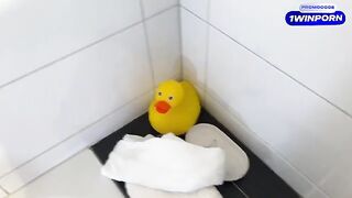 My stepmom caught me jerking off in the bathtub, what a laugh