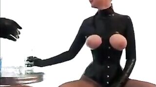 Two girls in latex were very excited and fucked each other hard