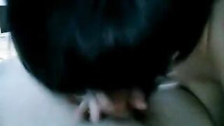 A drunken brunette woke up her husband with a blowjob skill