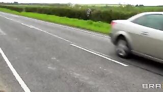 A juicy beauty was fucked on the haystack by a guy