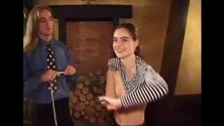 A hairy chick with small boobs masturbating her pussy in a steamy scene