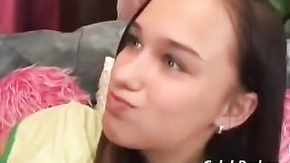 Cute baby fucked by a adult man on the couch