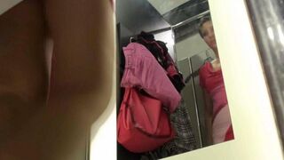 Spying for a girl in the locker room of the store, a daring act