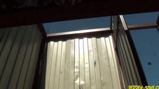 A girl has sex on the camera in a beach house without knowing