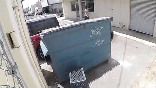 Behind the garbage tank, naked photo shooting
