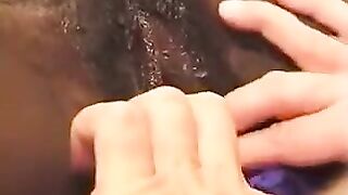 A young black beauty has sex with her older white lover in a steamy scene