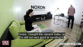 Brunette woman fucked on the table by a casting agent in a hidden camera scene