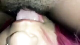 A guy filmed his girlfriend getting her hairy Latin pussy licked by someone else