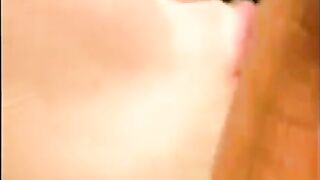 A man had a cumshot on the face of his girlfriend near the pool