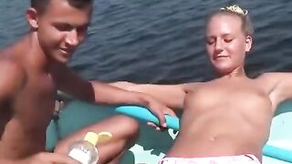 The young people are debauched right in the river