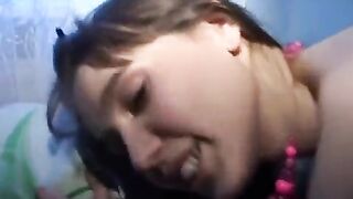 A hot chick is having fun with her boyfriend in a hostel room