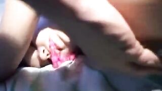 A hot chick is having fun with her boyfriend in a hostel room