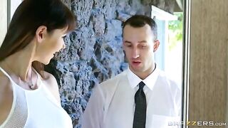 The beautiful woman is having fun with a noble man