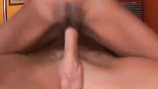 A black woman with a small body is fucking with a white man’s long cock