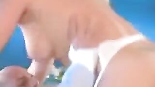 A hard sex with a beautiful woman in white stockings