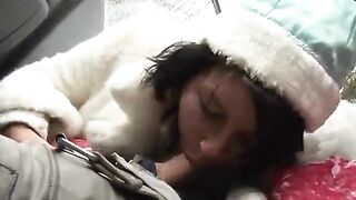 Two drunken Santa Claus guys fucked the beautiful Snow Maiden