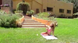The couple engaged in passionate sex right on the lawn