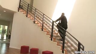 A hot brunette woman fucks with a black man