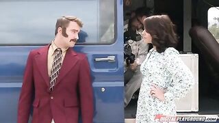The TV presenter got fucked by a colleague on the couch